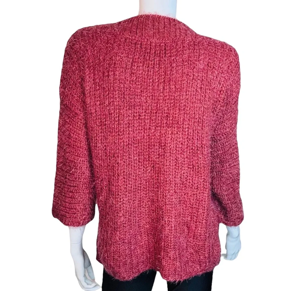 4//$40 Knox Rose‎ Knit Lace Trim Rose Pink Sweater